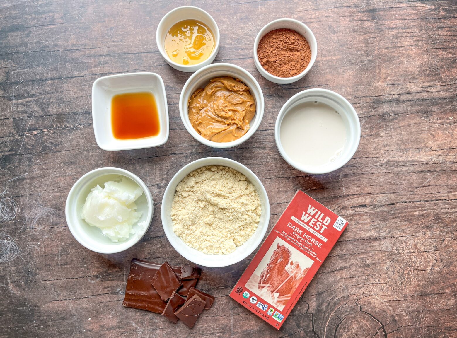 Homemade brownie bars ingredients.