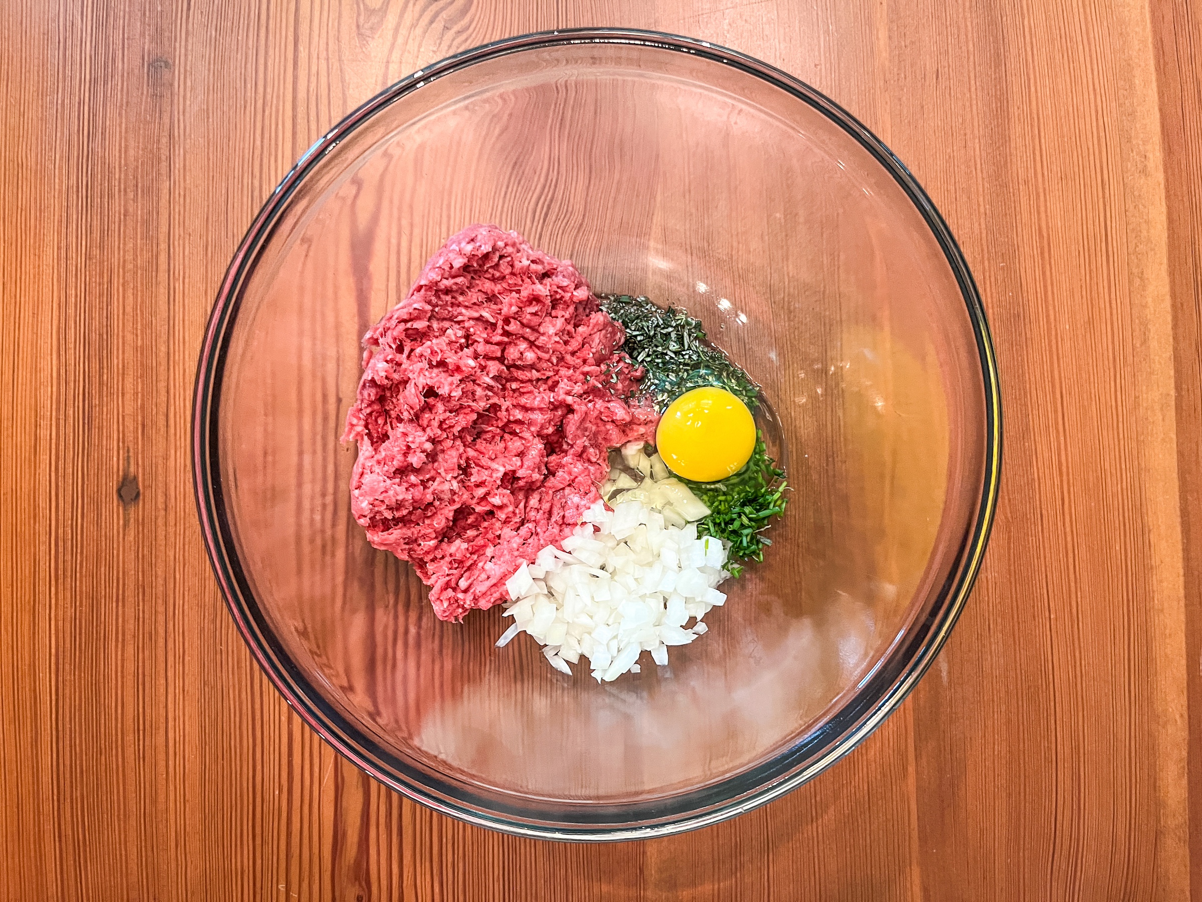 Bison meatball prep in a bowl. 