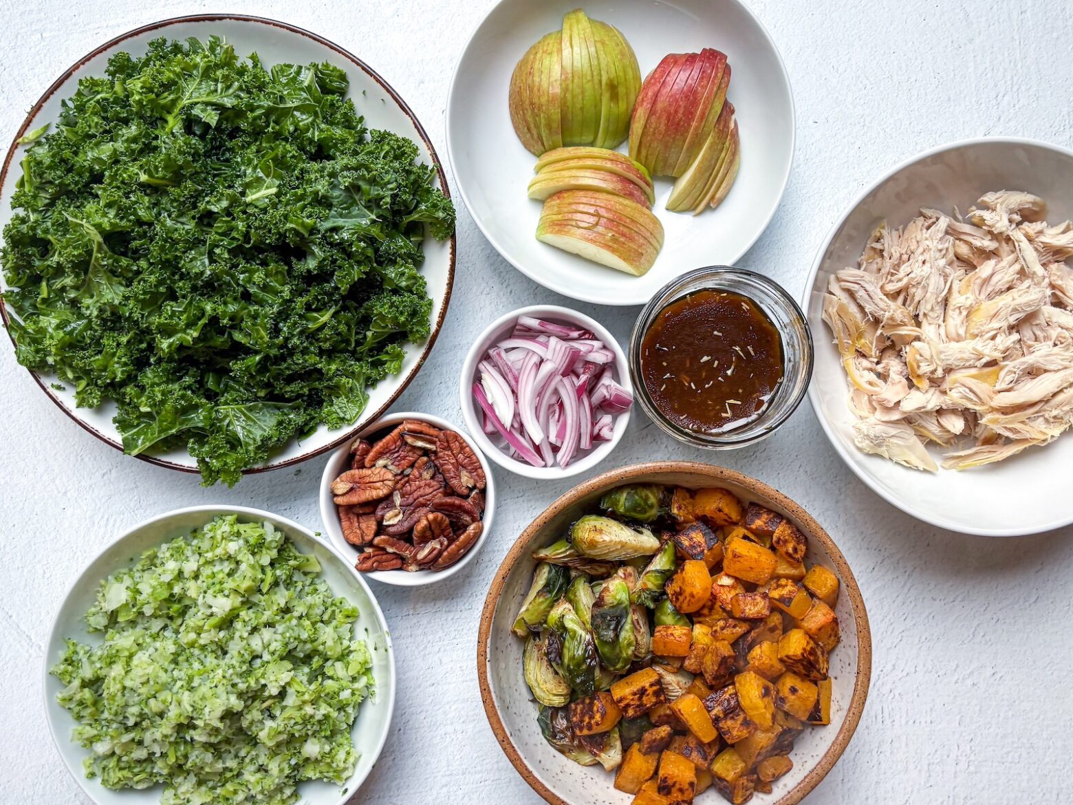 Harvest protein bowl prepping the ingredients.