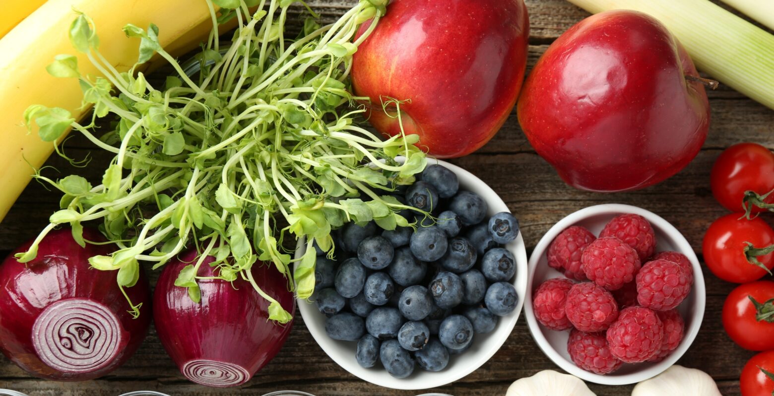 Assorted foods for gut health.