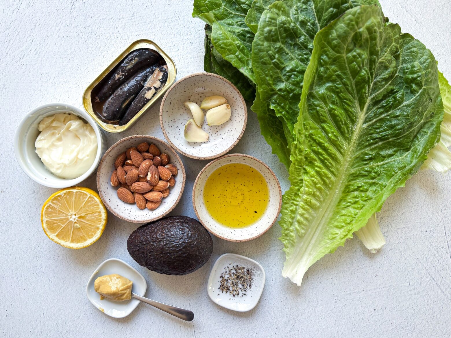 Ingredients for Paleo Caesar Salad.