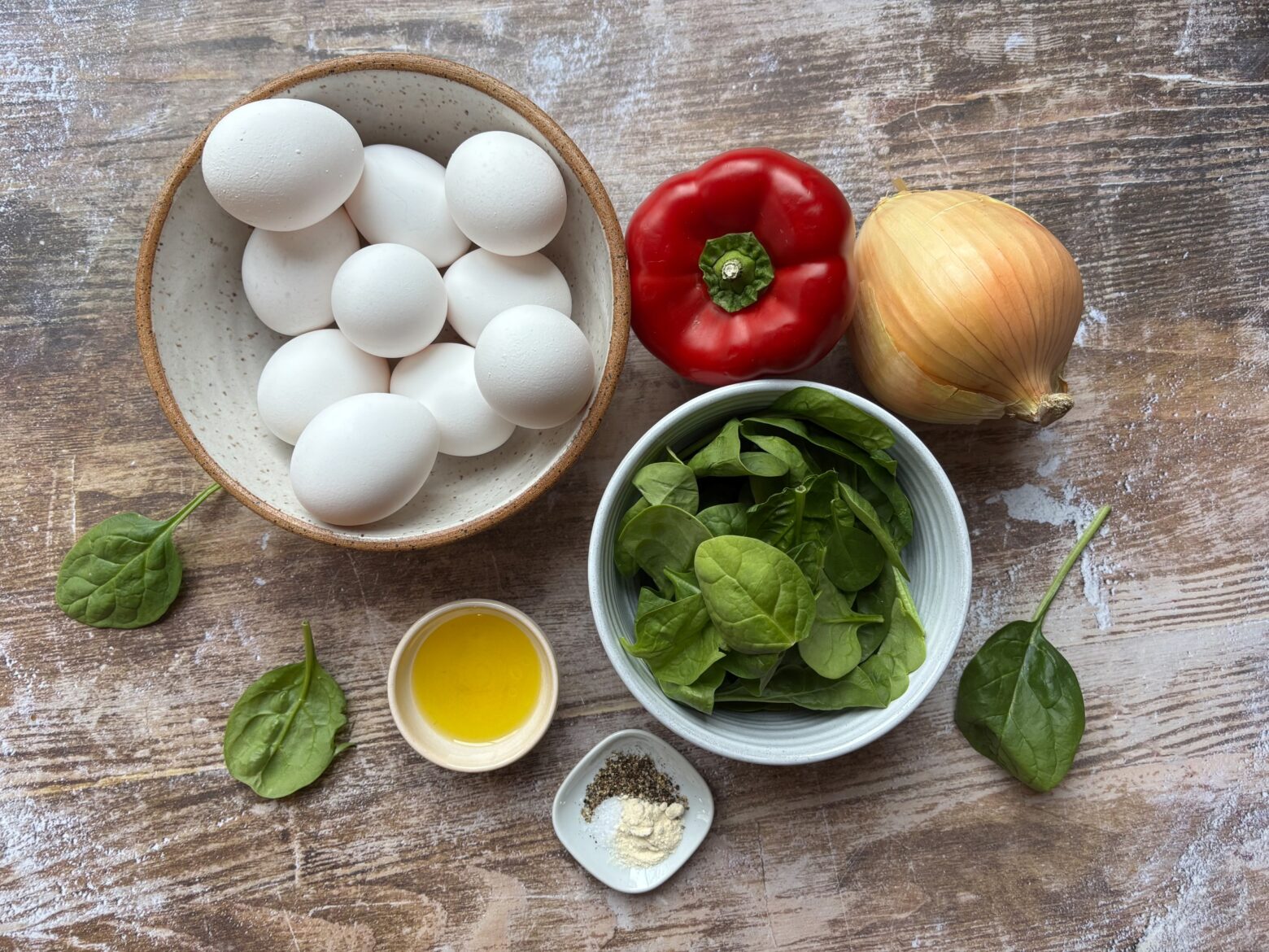 Ingredients for Red Pepper & Spinach Egg Bites