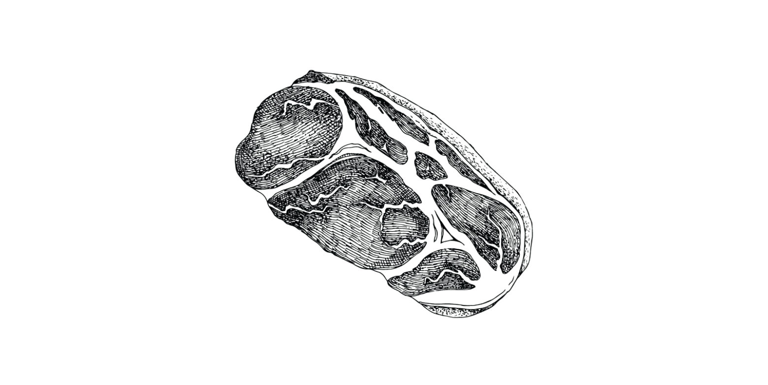 Black and white illustration of strip steak.