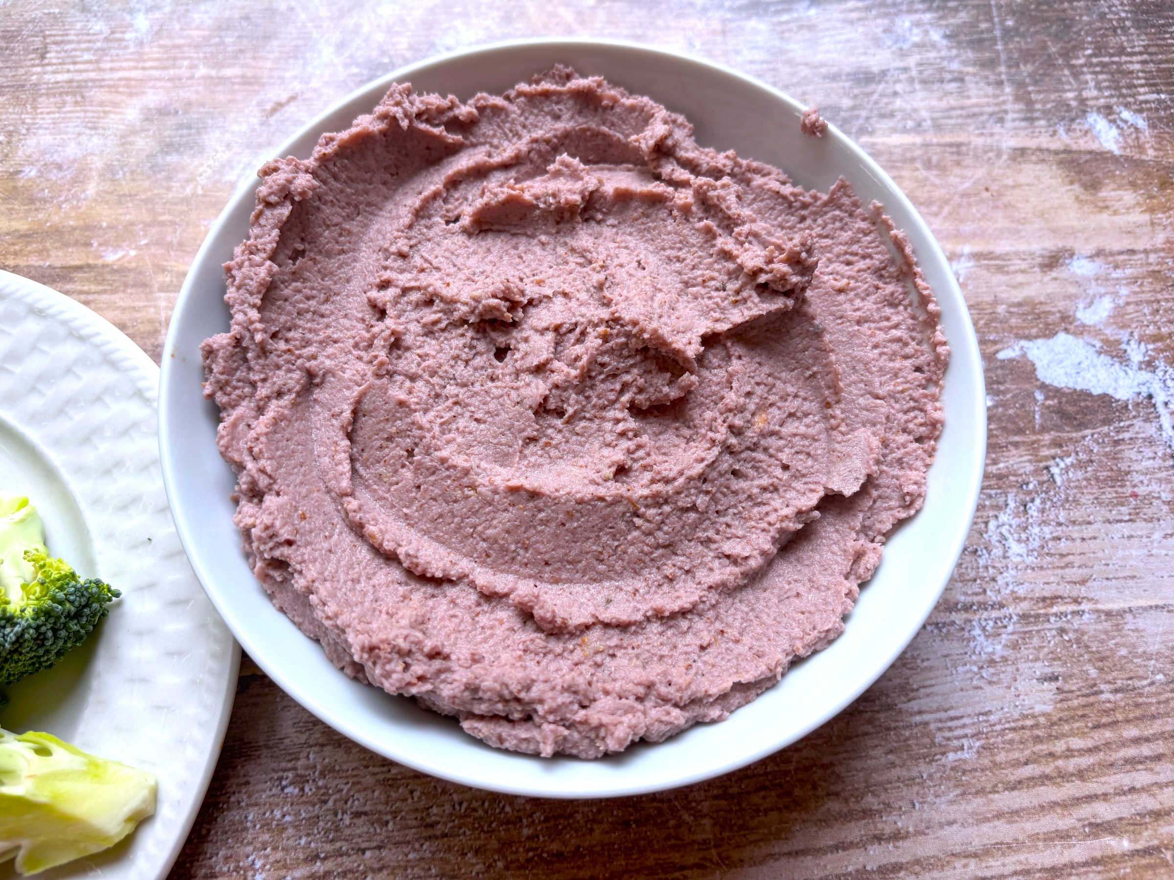 Hibiscus-Cauliflower Hummus in a bowl
