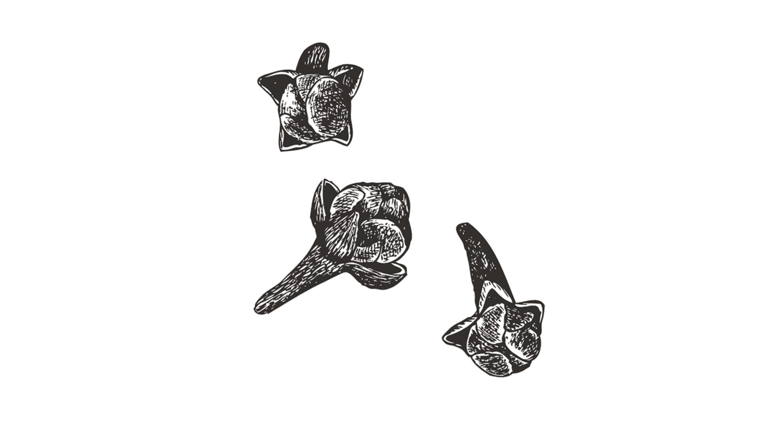 Illustration of three cloves.
