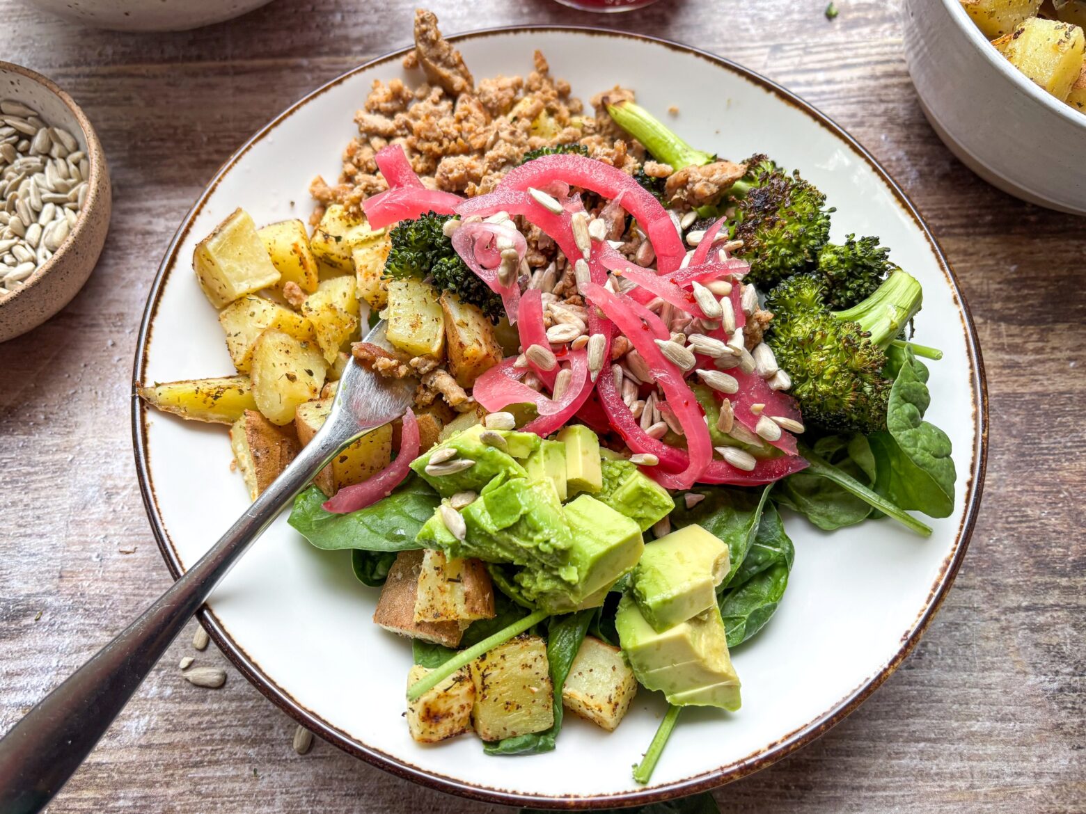 Ground Turkey Protein Bowls plated.
