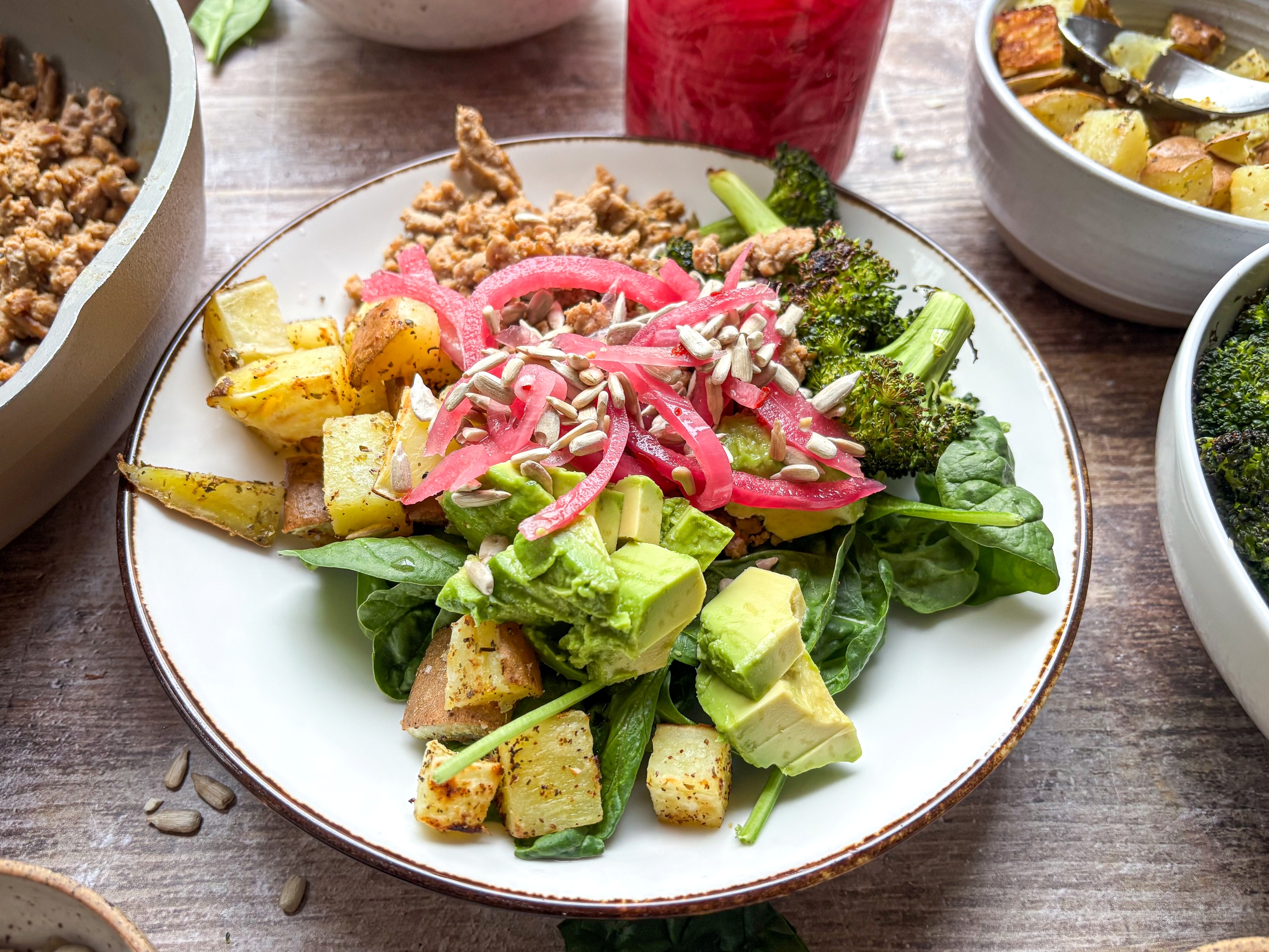Ground Turkey Protein Bowls plated.
