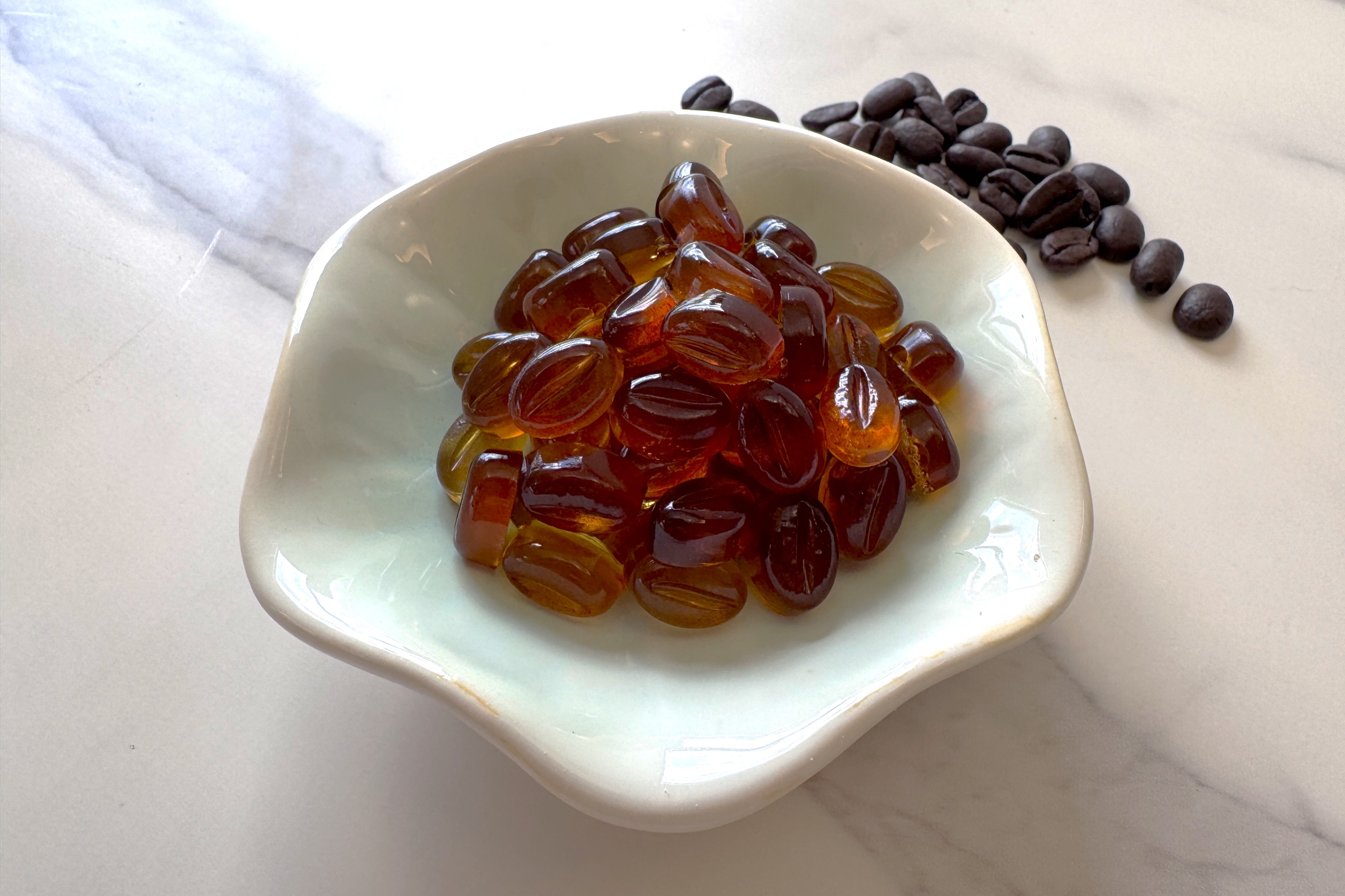 Coffee Jelly Energy Bites in a dish