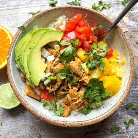 Jackfruit carne asada burrito bowl