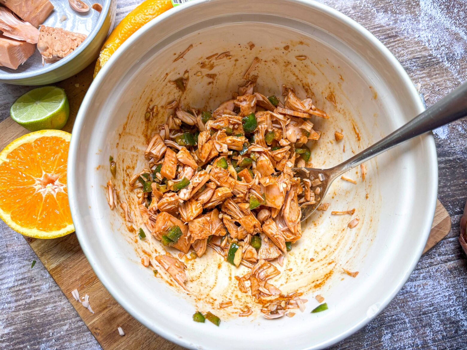 Marinated jackfruit for carne asada burrito bowls