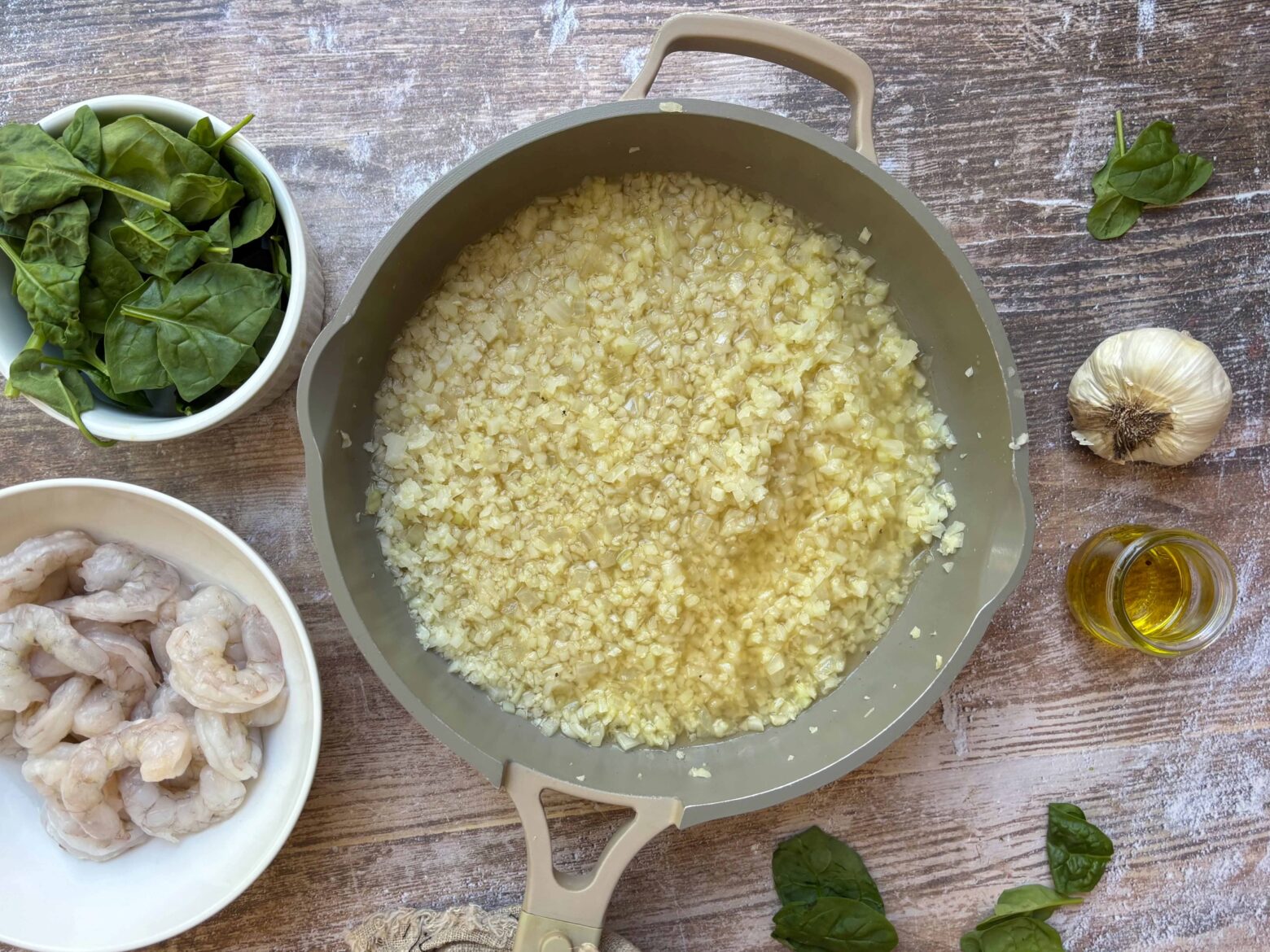 Prepping cauliflower risotto