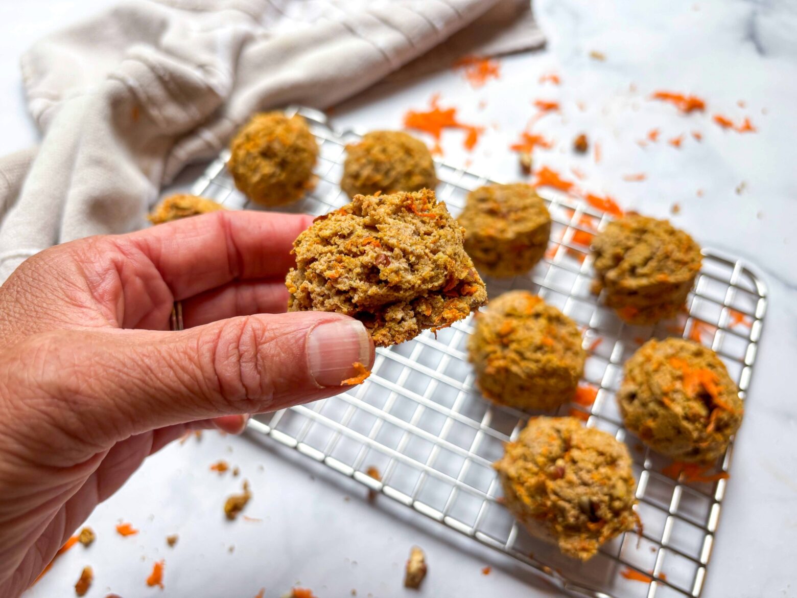 Close-up of Carrot Cake Breakfast Bar with a bite taken out of it.