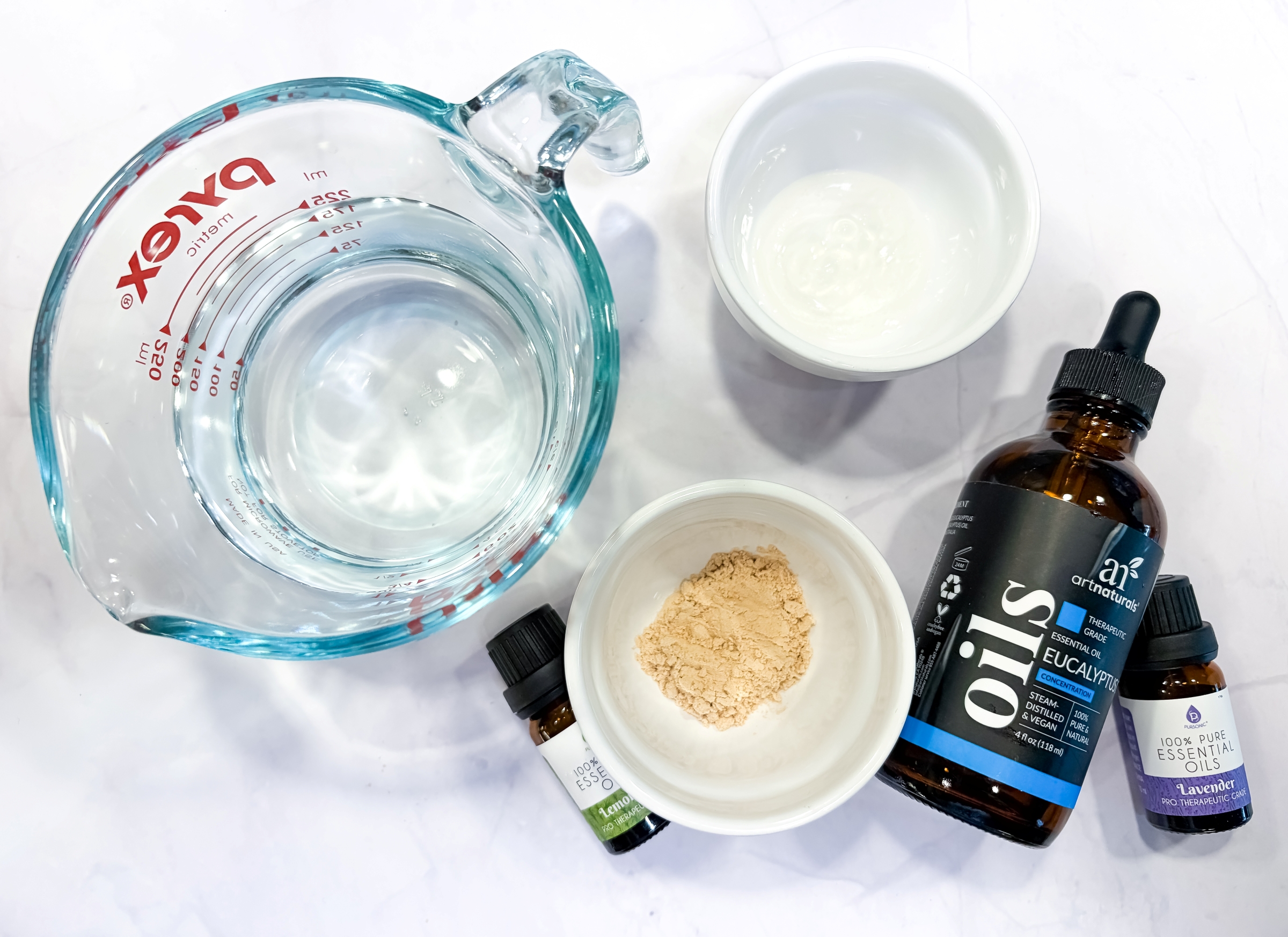 Ingredients for homemade dish soap.