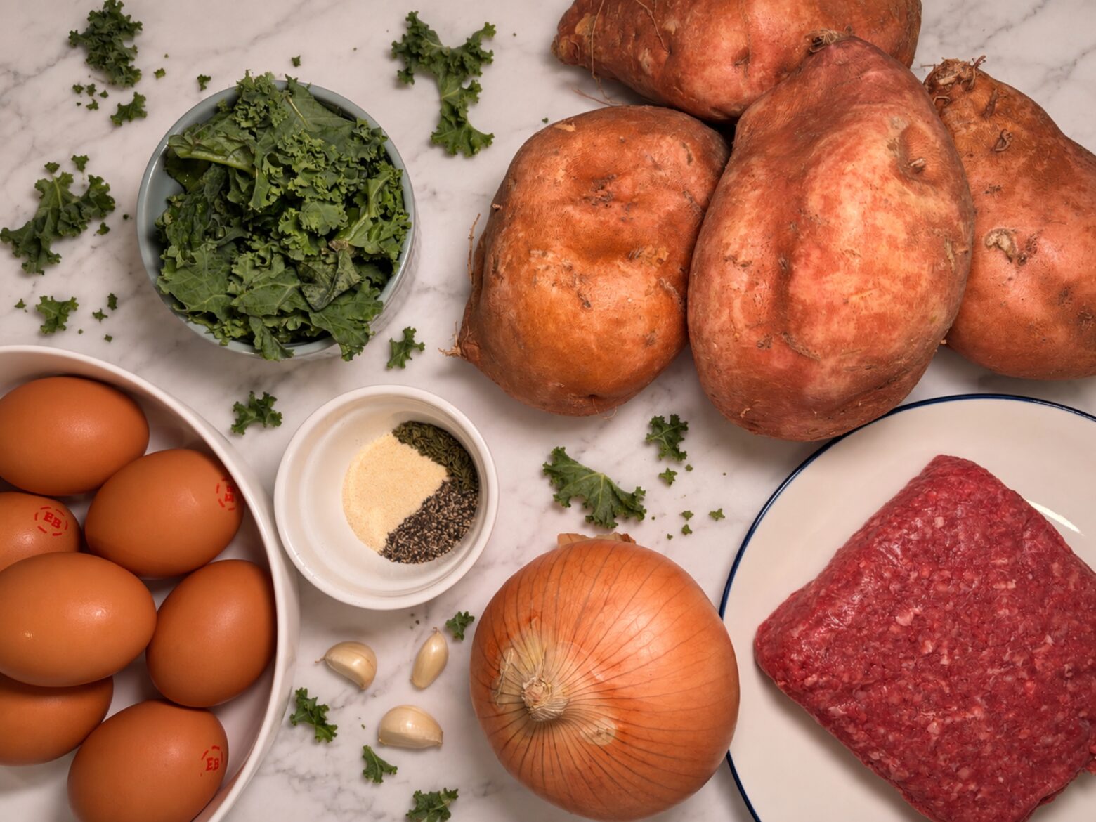 Ingredients for breakfast sandwiches.