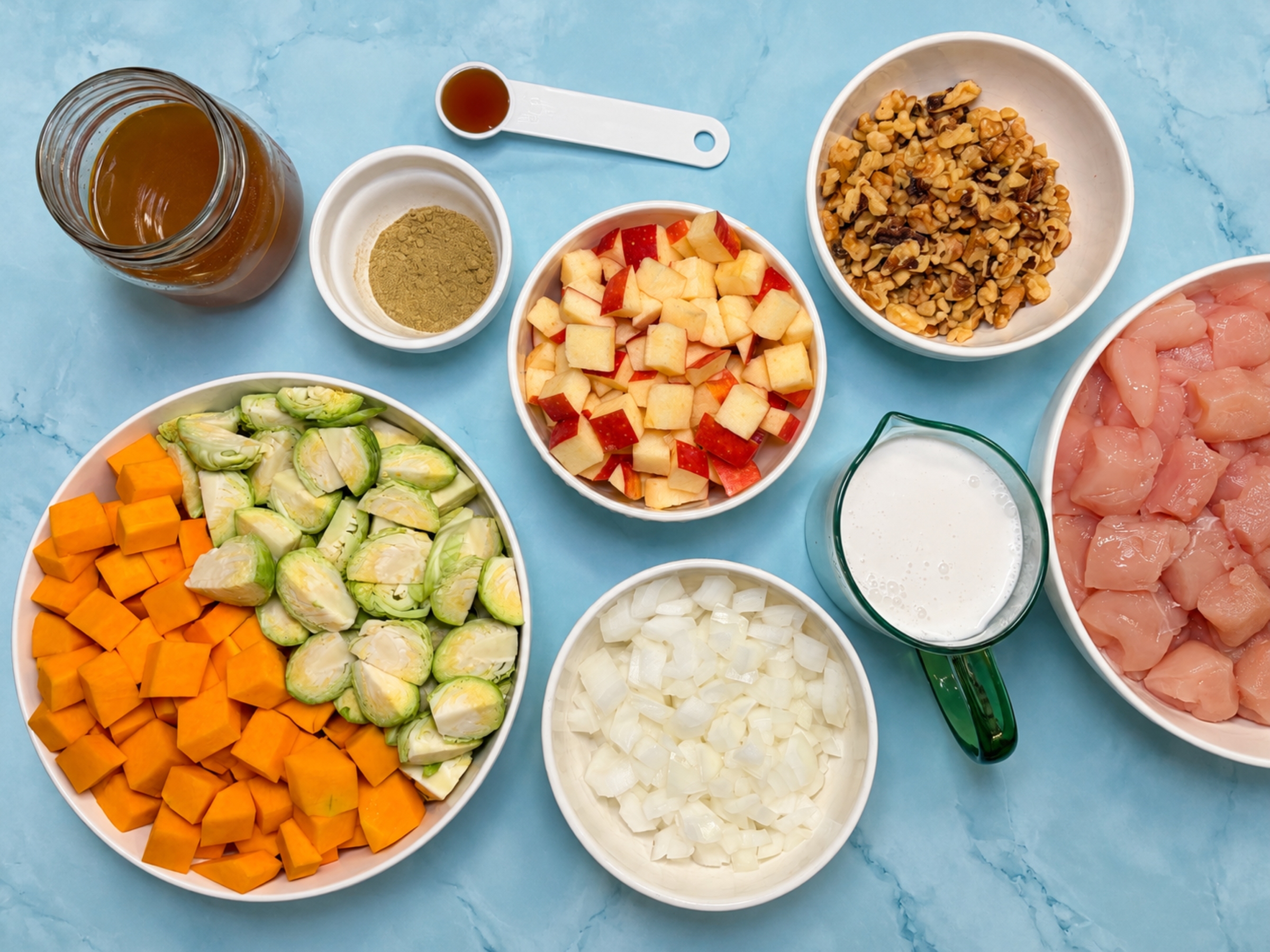 Ingredients for fall chicken casserole.